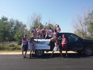 Getting ready to ride through the parade on the morning of July 4.